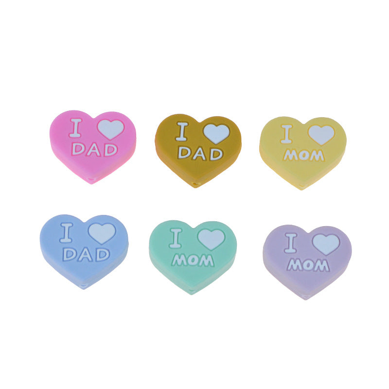 Al por mayor 20pcs bebé dentición amor corazón silicona cuentas de silicona